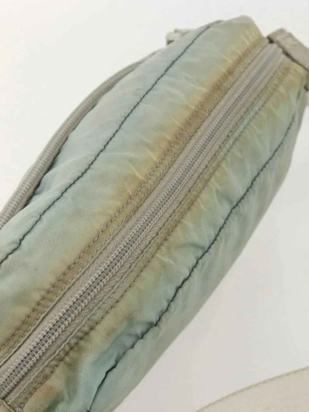 PRADA Shoulder Bag Nylon Light Blue Silver Auth 175693